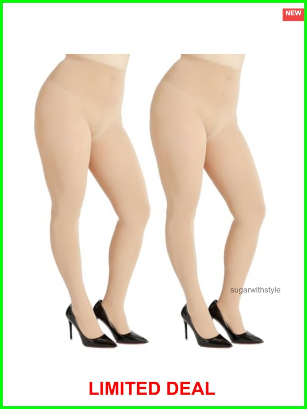 Women's Plus Size Semi Opaque Control Top Tights Reinforced Toe 60D
